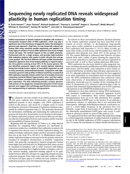 Sequencing Newly Replicated DNA Reveals Widespread Plasticity in Human Replication Timing