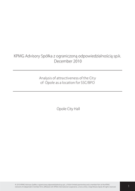 Analysis of Attractiveness of the City of Opole As a Location for SSC/BPO