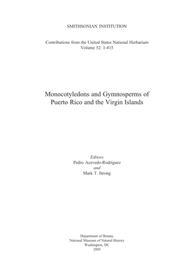 Monocotyledons and Gymnosperms of Puerto Rico and the Virgin Islands
