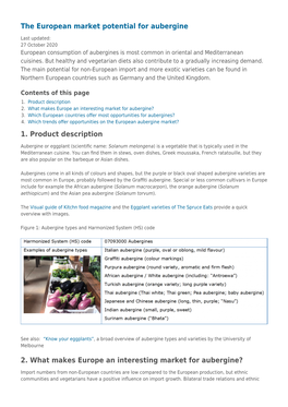 The European Market Potential for Aubergine 1. Product Description 2