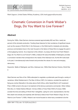 Cinematic Conversion in Frank Wisbar's Dogs, Do You Want to Live Forever?