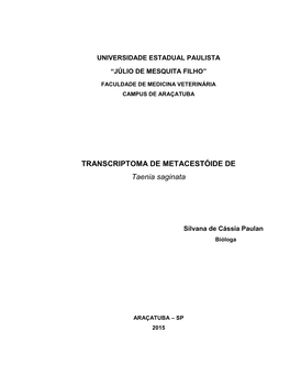 TRANSCRIPTOMA DE METACESTÓIDE DE Taenia Saginata