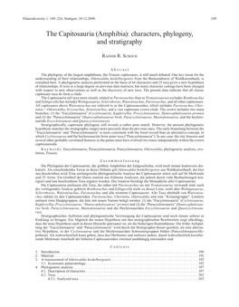 (Amphibia): Characters, Phylogeny, and Stratigraphy