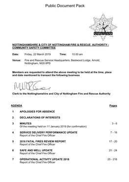 Agenda Document for Nottinghamshire & City of Nottingham Fire & Rescue Authority