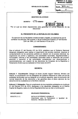 Decreto 478 Del 05/03/2014