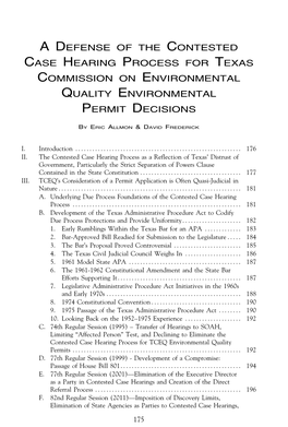 A Defense of the Contested Case Hearing Process for Texas Commission on Environmental Quality Environmental Permit Decisions