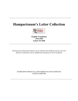 Hampartzoum's Letter Collection