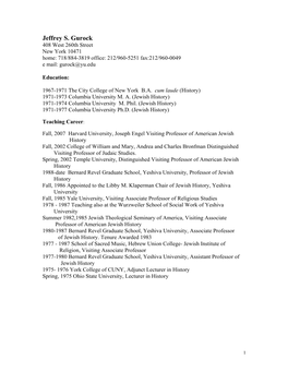 Jeffrey S. Gurock CV