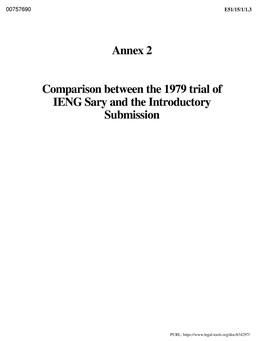 Comparison Between the 1979 Trial of IENG Sary and the Introductory Submission