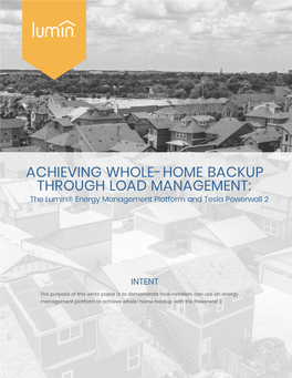 Achieving Whole Home Backup Through Load Management