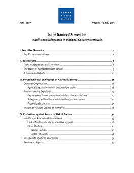 In the Name of Prevention Insufficient Safeguards in National Security Removals