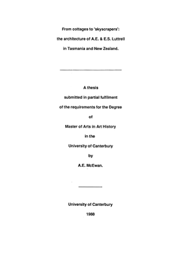 From Cottages to 'Skyscrapers': the Architecture of A.E. & E.S. Luttrell In