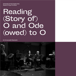 Emmanuelle Waeckerlé Reading (Story Of) and Ode (Owed) to O 2