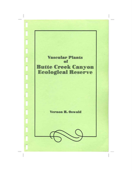 Vascular Plants of Butte Creek Canyon Ecological Reserve