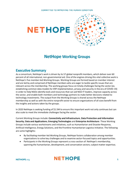 Nethope Working Groups