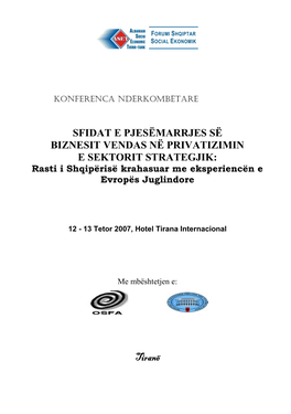 Raporti Vjetor 2006 I Ministrisë Së Ekonomisë, Tregtisë Dhe Energjisë