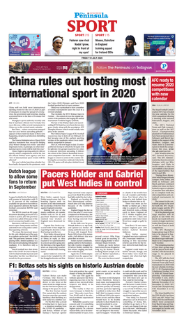 China Rules out Hosting Most International Sport in 2020