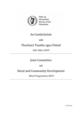 Joint Committee on Rural and Community Development Work Programme 2019