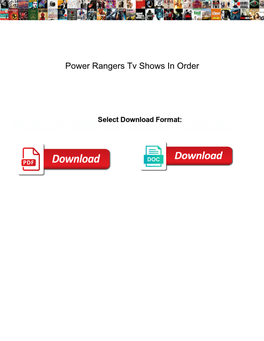 Power Rangers Tv Shows in Order