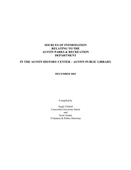 Austin Parks & Recreation Bibliography