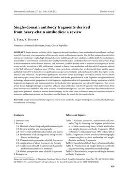 Single-Domain Antibody Fragments Derived from Heavy-Chain Antibodies: a Review