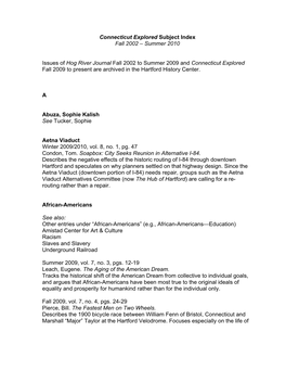 CE Subject Index Summer 2010-AB