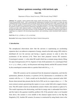 Spinor Quintom Cosmology with Intrinsic Spin