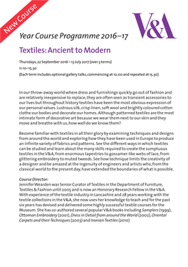 Textiles: Ancient to Modern