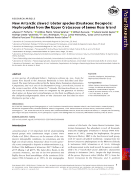 New Antarctic Clawed Lobster Species (Crustacea: Decapoda: Nephropidae) from the Upper Cretaceous of James Ross Island