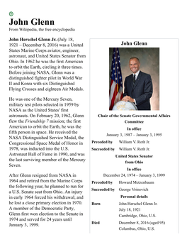 John Glenn from Wikipedia, the Free Encyclopedia