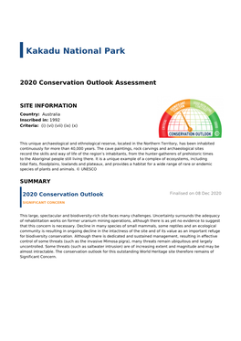 2020 Conservation Outlook Assessment