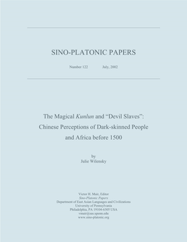 The Magical Kunlun and “Devil Slaves”: Chinese Perceptions of Dark-Skinned People and Africa Before 1500