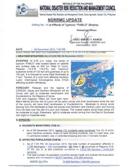 NDRRMC Update Sitrep No.14 Re Effects of Typhoon Pablo (Bopha).Pdf