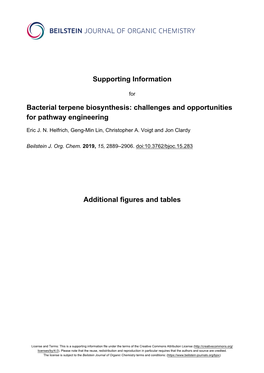 Supporting Information Bacterial Terpene Biosynthesis: Challenges