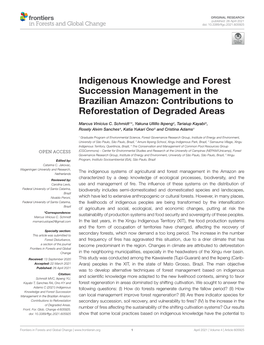 Indigenous Knowledge and Forest Succession Management in the Brazilian Amazon: Contributions to Reforestation of Degraded Areas