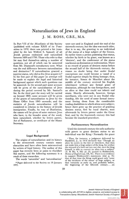 Naturalisation of Jews in England