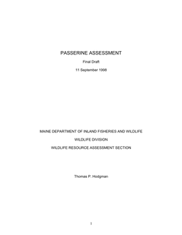 Passerine Assessment