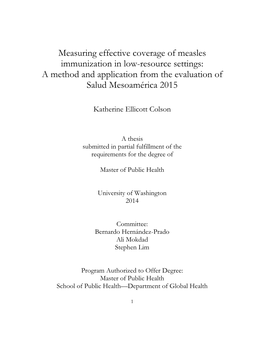 Measuring Effective Coverage of Measles Immunization in Low-Resource Settings: a Method and Application from the Evaluation of Salud Mesoamérica 2015