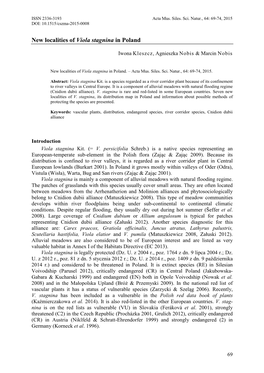 New Localities of Viola Stagnina in Poland