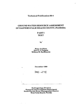 Technical Publication 89-4 GROUND WATER RESOURCE