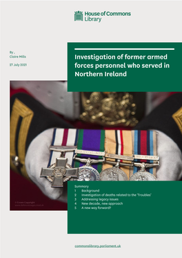 Investigation of Former Armed Forces Personnel Who Served in Northern Ireland