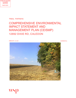 Comprehensive Environmental Impact Statement and Management Plan (Ceismp) 12892 Dixie Rd, Caledon