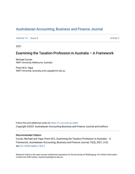 Examining the Taxation Profession in Australia – a Framework