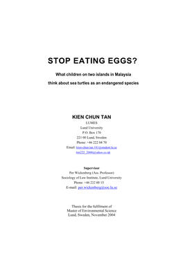 Stop Eating Eggs?