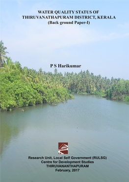 Water Quality Status of Thiruvananthapuram District, Kerala