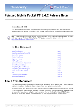 Pointsec Mobile Pocket PC 3.4.2 Release Notes