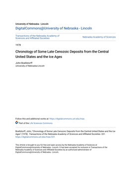 Chronology of Some Late Cenozoic Deposits from the Central United States and the Ice Ages