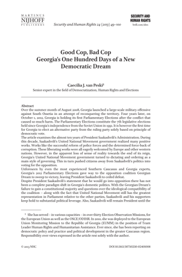 Good Cop, Bad Cop Georgia's One Hundred Days of a New Democratic