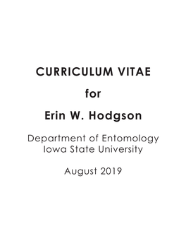 CURRICULUM VITAE for Erin W. Hodgson