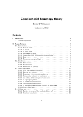 Combinatorial Homotopy Theory